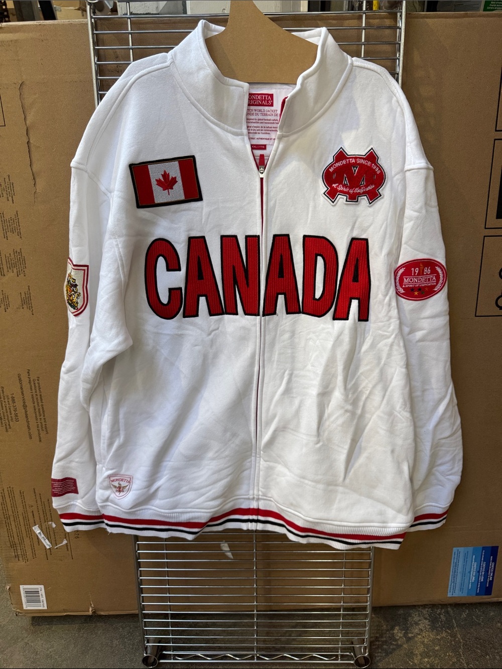 Mondetta White Jacket with Red CANADA Lettering and Patches